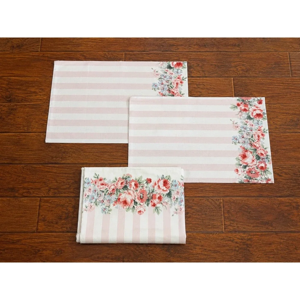 Vintage West Point Pepperell Full Flat Sheet 2 Pillowcases Floral Cottagecore US